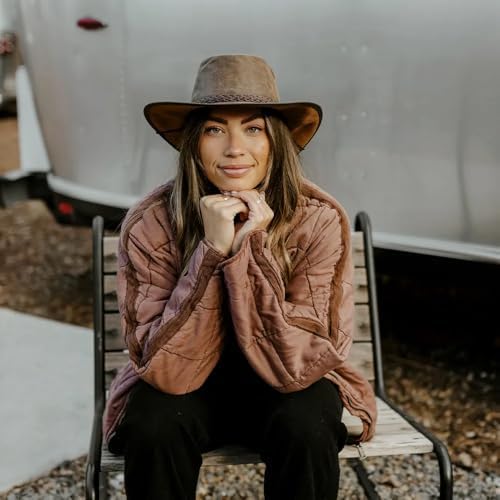 American Hat Makers Crusher Leather Cowboy Hat | Premium Crushable Outback Hat | Handcrafted & Durable for Travel - Image 3