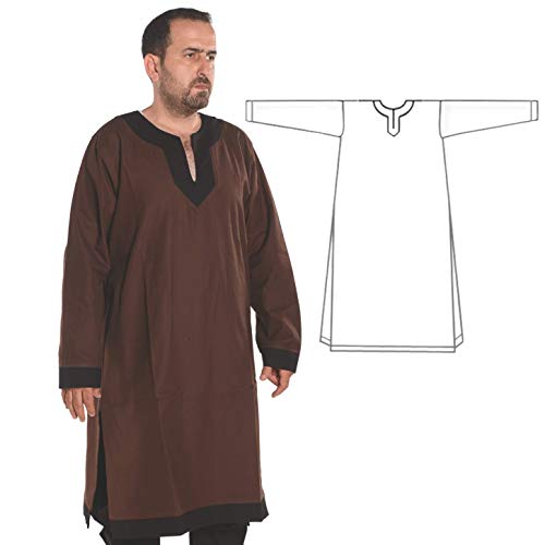 Bycalvina - Calvina Costumes Calvina Costumes Arthur Medieval, Viking, Larp And Renaissance Tunic By Formen - Made In Turkey, M-Brw/Blc #TOP4