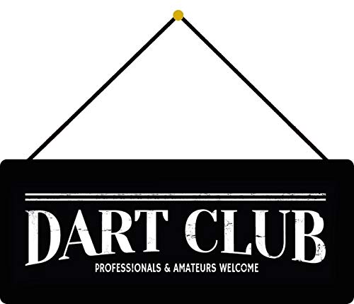 Schatzmix Blechschild Dart Club Schwarzes Metallschild 27x10 Wanddeko Tin Sign mit Kordel Señal metálica, hojalata, Multicolor, 27x10 cm Cover