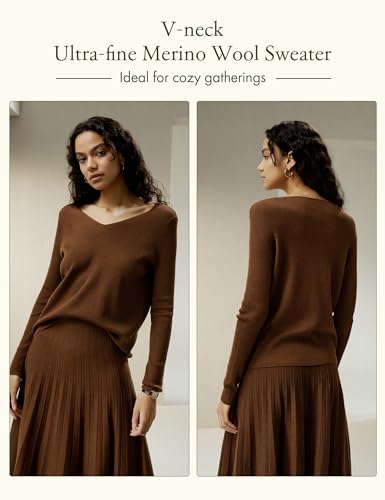 LilySilk Women's Sweater 100% Merino Wool Basic Oversized Fall & Winter Pullover with V-Neck Causal Relaxed2