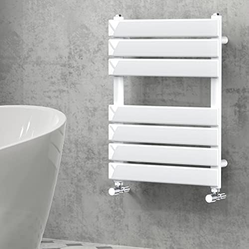 NRG Bathroom Flat Panel Heated Towel Rail Radiator Modern Central Heating Warmer Wall Mounted Ladder Rad 650×400mm Black