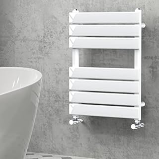 NRG Bathroom Flat Panel Heated Towel Rail Radiator Modern Central Heating Warmer Wall Mounted Ladder Rad 650×400mm Black