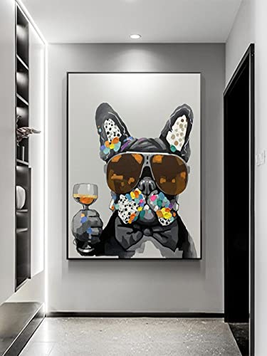 Peinture à l'huile pour chambre d'enfant motif chien déco murale verticale personnalisable