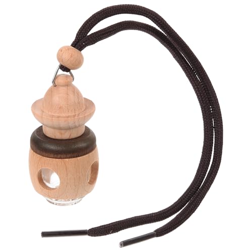 Garneck Botella Difusora de Aroma para Coche de Vidrio y Madera, Frasco Vacío para Ambientador Colgante, Decoración Interior para Aromaterapia Automotriz