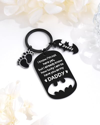 Image of Father Keychain, Batman Keychains for New Dad Step Dad Grandpa Son, Fathers Day Birthday Gift for Daddy from Daughter