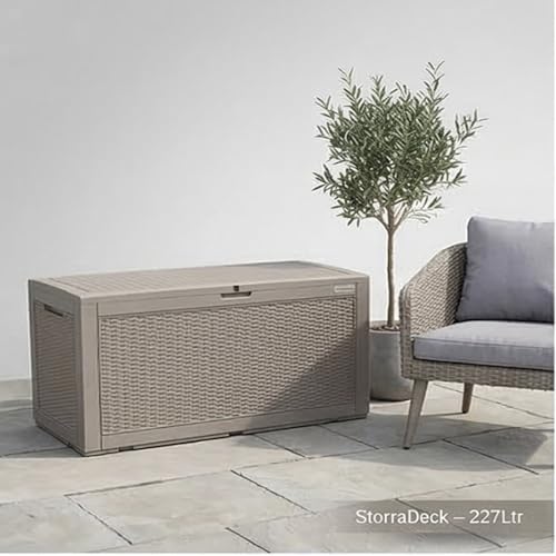 Image of The Artment Gray StorraDeck 227 Ltr Storage Box - Waterproof, UV-Resistant Resin Deck Box with Lockable Lid for Indoor & Outdoor Multipurpose Use | Durable Storage for Balcony, Hall, Garden & Patio