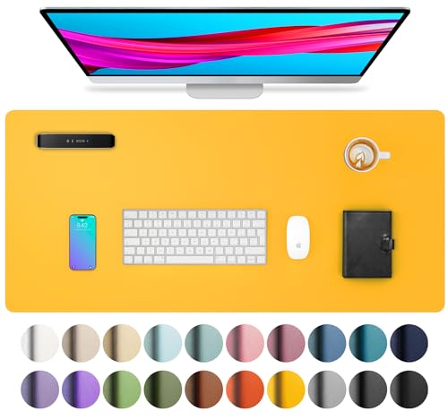 SK Studio - Tappetino Grande Per Scrivania In Pelle PU, 60x40 Cm, Impermeabile E Antiscivolo, Colore Albicocca, Proteggi Scrivania Con Bordi Arrotondati