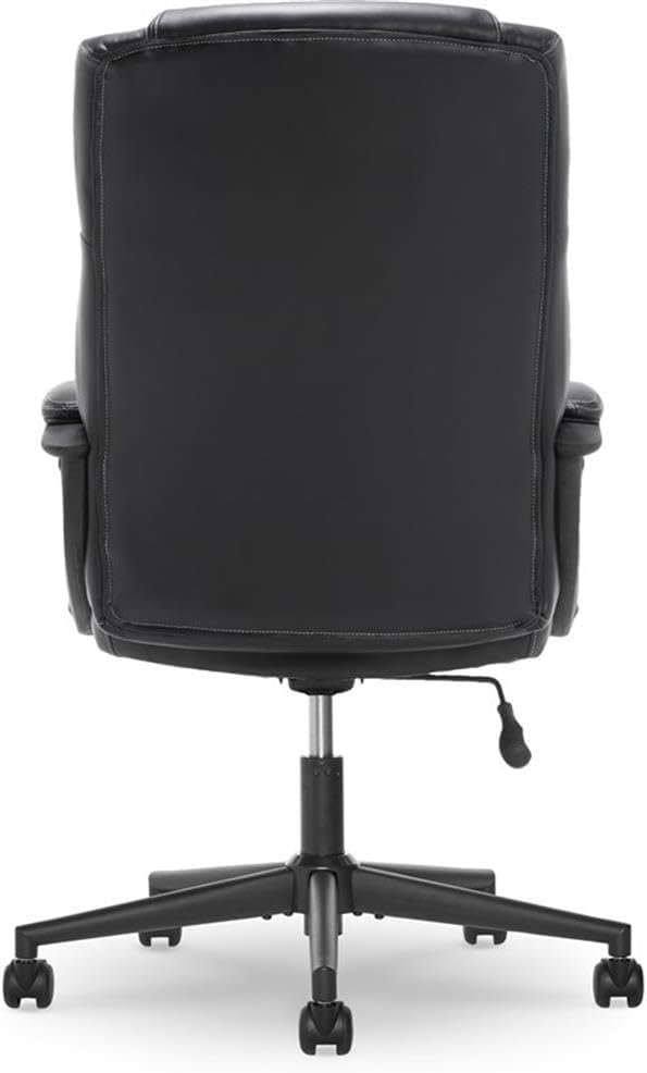 BOWERY HILL Faux Leather Modern Swivel Executive Office Desk Chair, Height Adjustable Upholstered Rolling Chair for Meeting Room, Comfortable Computer Chair for Home Office and Study Room, Black
