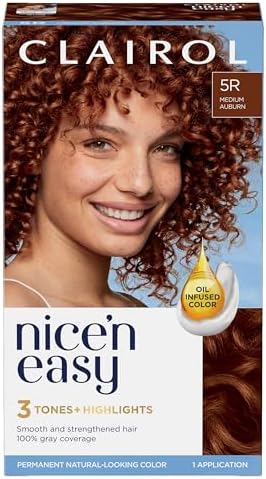 Clairol Nice'n Easy Permanent Hair Dye, 5R Medium Auburn Hair Color, Pack of 1