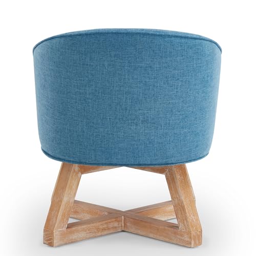Sillón giratorio clásico de lino azul claro miniatura 5
