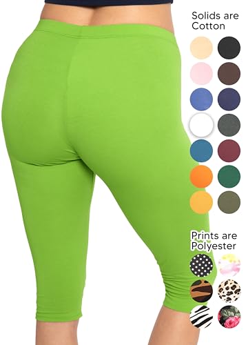 Image of STRETCH IS COMFORT Cotton Capri Leggings, Knee Length Pants, Plus Size | Soft pull-on comfort, lightweight summer feel, ankle option, casual layering, cotton leggings, black capris, under dresses