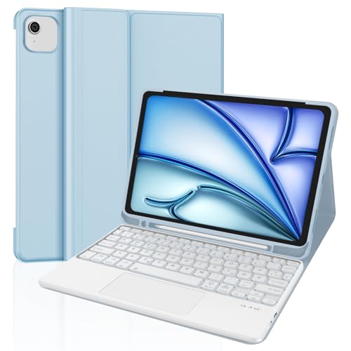 WINCHKING Funda iPad Air 13 con Teclado, Teclado Bluetooth para iPad Air 13 Pulgadas (M2) 2024, Teclado QWERTY, Negro