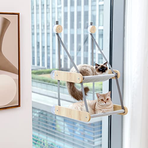 Pequlti Cat Window Perch, Double Layered Cat Window Hammock,Window Mounted Cat Seat Cat Bed For Indoor Cats #TOP5
