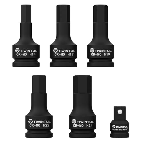 TIWINTUL 3/4-Inch Drive Impact Hex Driver Set, 6-Pieces, Metric Size