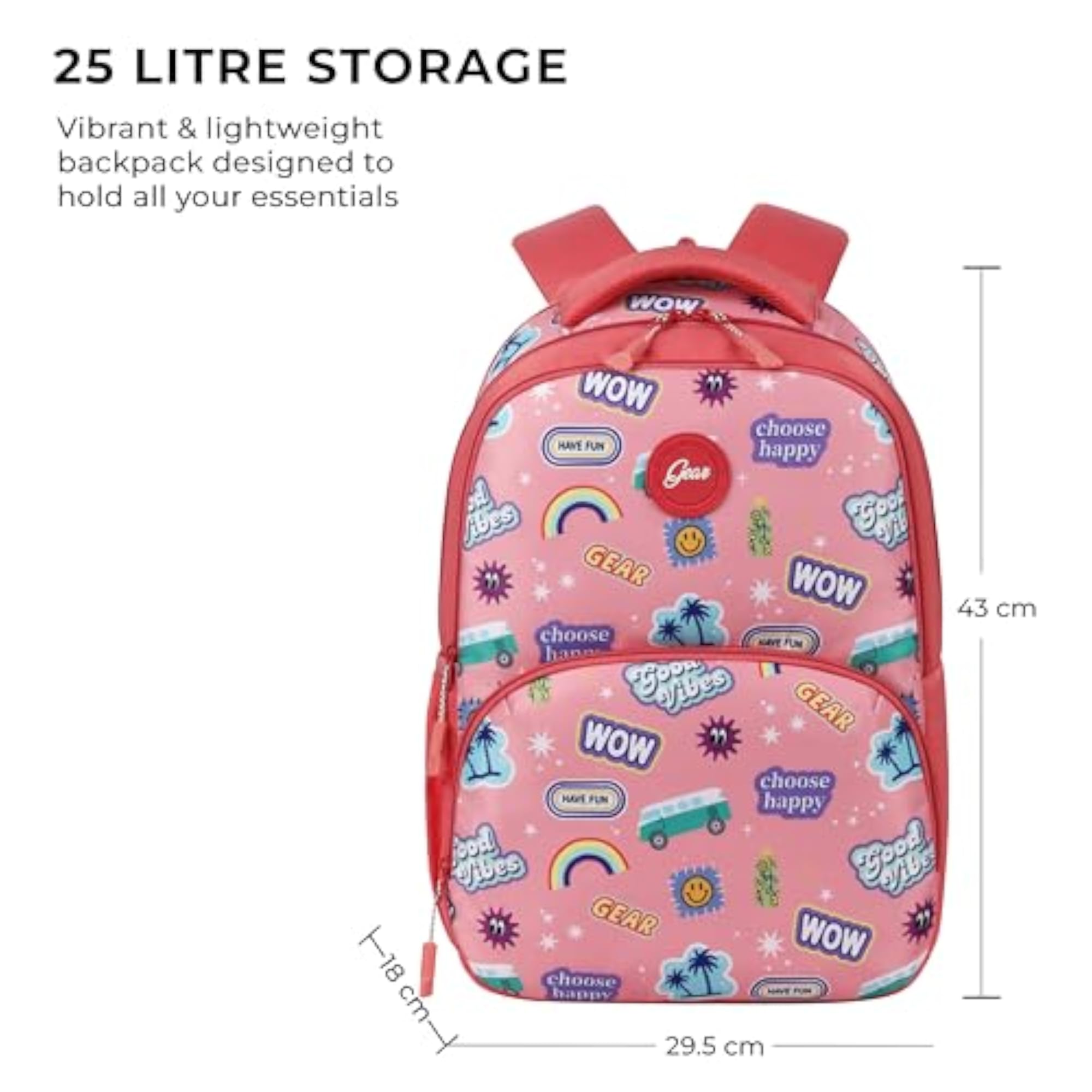 Wow 17"/25L Medium Water Resistant School Bag