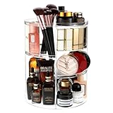 🔹【Platz sparen】 Make up Organizer mit 6 einstellbare Schichten, die besser für verschiedene Größen von Hautpflegeprodukten und Kosmetika geeignet ist. Der drehbare Durchmesser beträgt 23 cm, wodurch er nicht den Platz auf dem Schreibtisch einnimmt, und die Gesamthöhe beträgt 30 cm, sodass mehr Produkte untergebracht werden können.