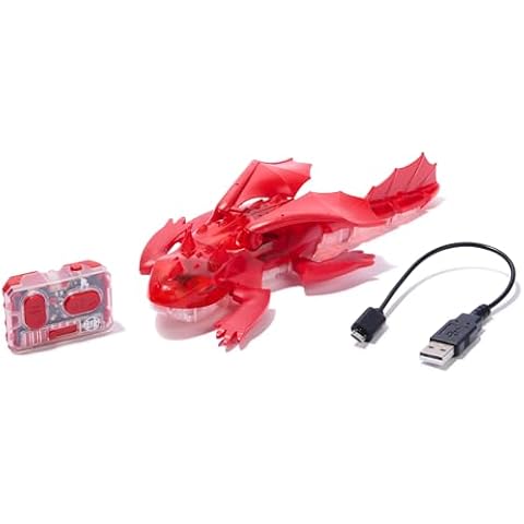 HEX BOTS Remote Control Dragon, Rechargeable Robot Dragon Toys for Kids, Adjustable Robotic Dragon Figure Toys for Boys & Girls Ages 4 & Up, Red Cover