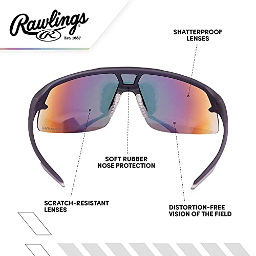 Rawlings 134 Kids Sunglasses For Baseball And Youth Softball Sunglasses - 100% Uv Lightweight Poly Lens With Stylish Shield Lenses - Black/Multi #TOP4