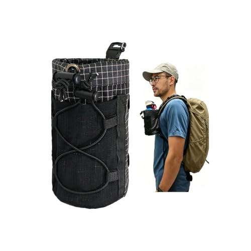 FIOTCEL Cactus-24 Ultralight Water Bottle Pouch for Backpack - Fits 8-24oz Hands-Free Hydration Pack for Camping & Hiking (Black Pack of 1)