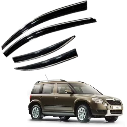 Image of CAR SAAZ Chrome Line Door Visor for Yeti (2010-2018)(Set of 4Pcs) | Rain Guard | Wind Deflector