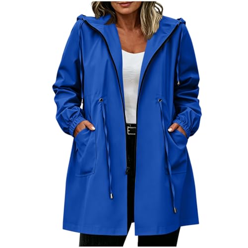 Veste imperméable femme respirante et coupe-vent mi-long pour pluie