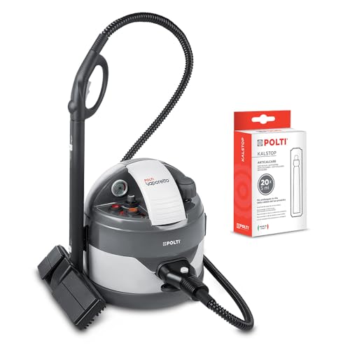 Polti Vaporetto Eco Pro 3.0 + 20 Flacons de Kalstop Anticalcare, Nettoyeur à Vapeur avec Chaudière et Bouchon de Sécurité, Puissance Max 2000 W, Réservoir 2 L, 9 Accessoires, Gris