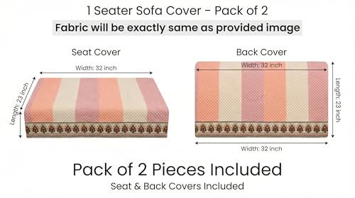 Image of Velvet 1 Seater Sofa Cover Fully Covered | Anti Skid Non Slip | Printed Pink | Sofa Slipcover for Living Room