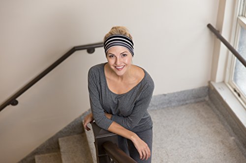 Riptgear Stretch Sport Headband For Women (Black Striped) — Made Of Non-Slip Sweat Wicking Fabric — Great For Yoga, Running Or The Gym — Soft Headband Fits Most Head Sizes — (1-Pack) #TOP6