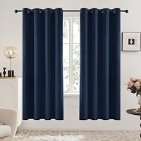 Deconovo Blackout Curtains with Black Eyelets, Super Soft Thermal Insulated Window Panels, Energy Saving Curtains for Living Room, W 52 x L 84Navy Blazer2 Panels