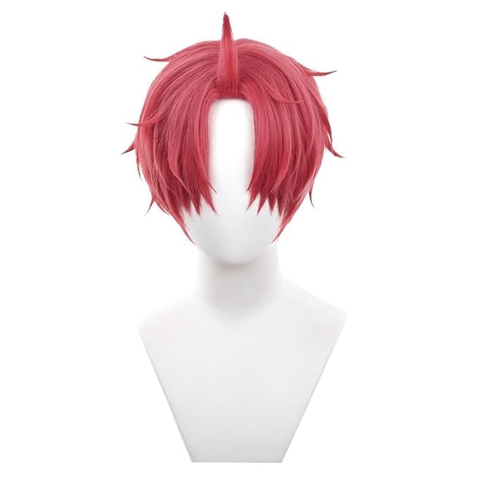 LeMarnia Jin Enjouji Dandadan Cosplay Perücke Rosenrot Kurze Gerade Perücke mit Bangs Halloween Kostüm Perücke