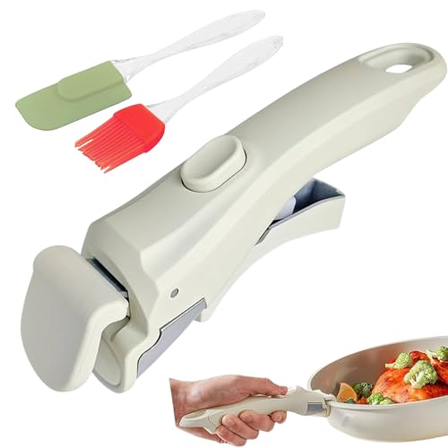 Image of Universal Detachable Pot Handle | Removable Cookware Handle for Pots & Pans | Heat Resistant Anti-Slip Clip Grip | Kitchen Hot Vessel Holder Replacement | Fits All Cookware-White