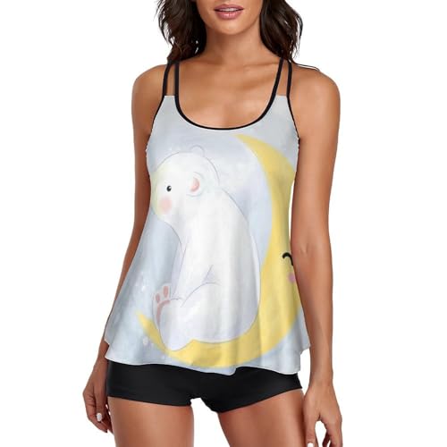 Ensembles bikini tankini ours avec short de garçon protecteur et fluide