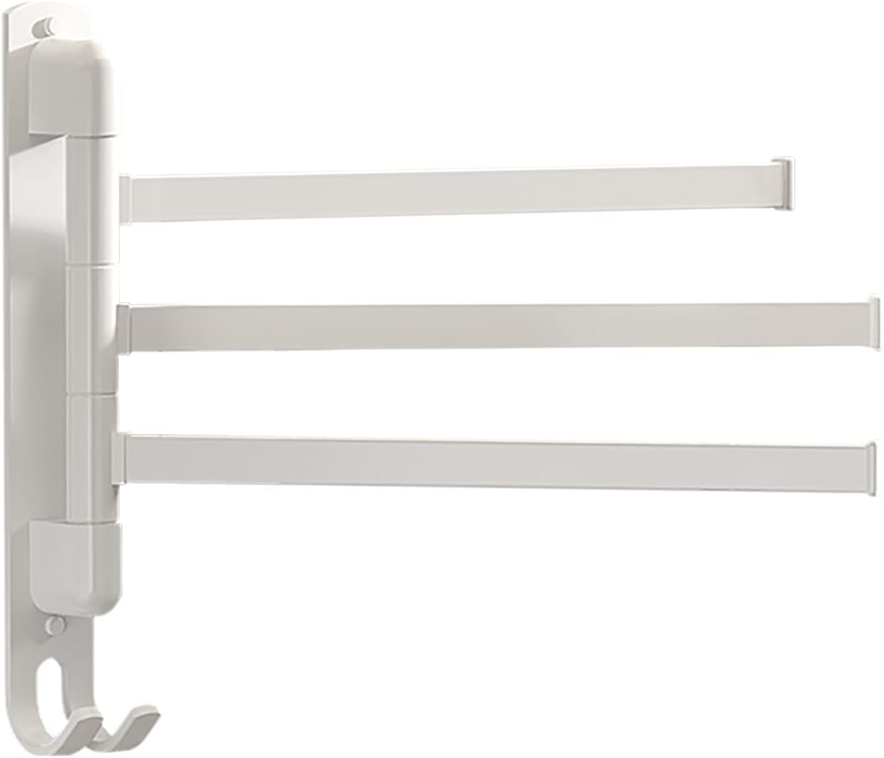 BestAlice Swivel Towel Rack for Bathroom, 14 Inch Stainless Steel 3-Arm Towel Bar, Space Saving Wall Mounted Towel Holder with Hook, 180 Degree Rotation Towel Hanger for Bathroom, Kitchen (White)