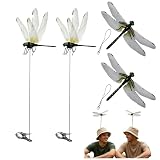 4 Stück Simulierte Libellen, 3D Design, Kreative Gartendekoration, Mückenabwehr, für Outdoor, Angeln, Garten
