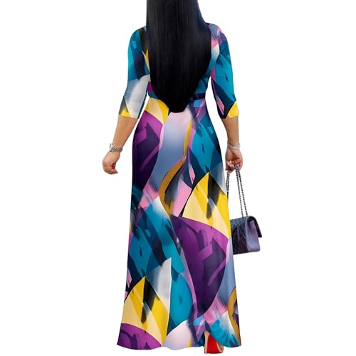 Image of FANDEE Plus Size Maxi Dress for Women Casual Summer Sundress V-Neck 3 /4 Sleeve