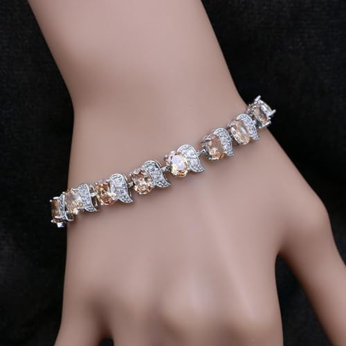 Image of LMXXVJ Fashion Tennis Bracelet Created Emerald White Gold Plated Charm Bracelet Gifts Jewelry for Women