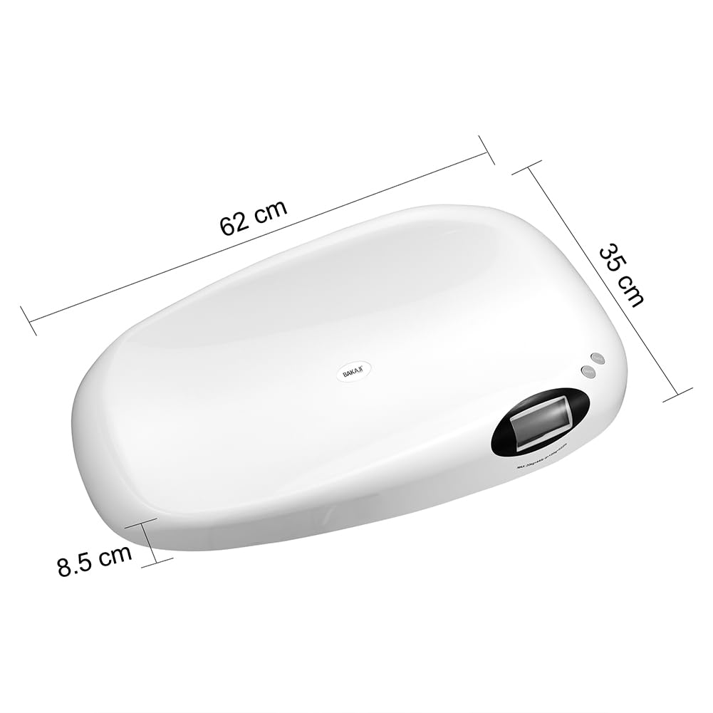 BAKAJI Bilancia Elettronica Pesa Bambini Neonati con Display Digitale LCD, Peso Massimo 20 kg Minimo 10 g, Funzione Tara, Pesapersone di Precisione Multifunzione, 62 x 35 x 8.5 cm Bianco