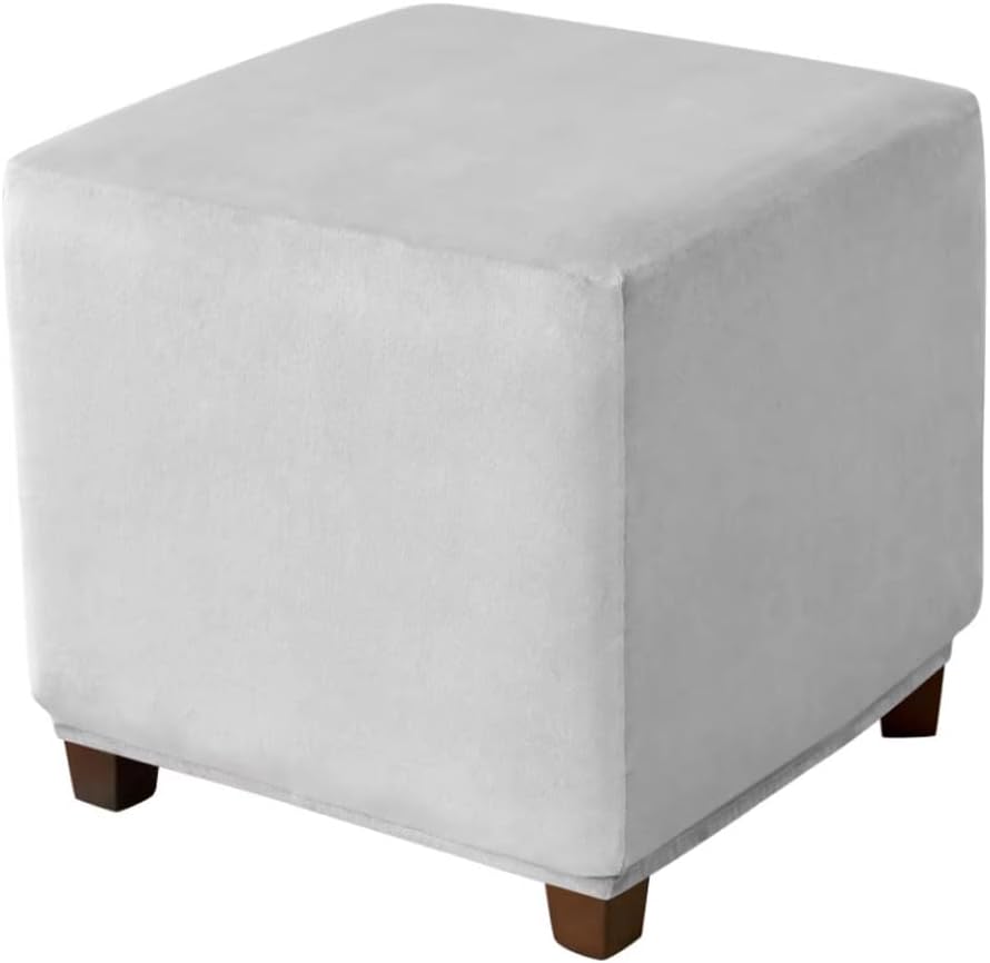 Daunkang Ottoman Cover Square Velvet Ottoman Covers