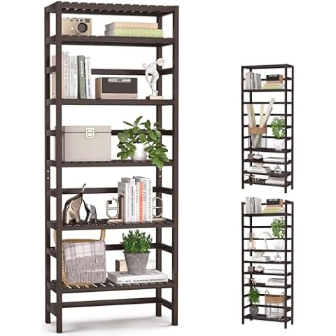 Homykic 6-Tier Bamboo Adjustable Bookshelf Cover