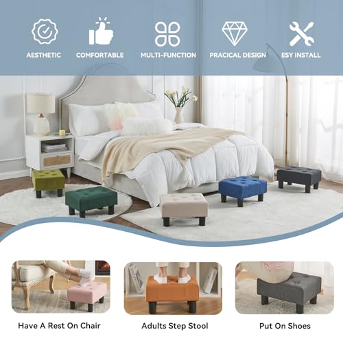 Poofzy Small Foot Stool Ottoman, Velvet Ottoman Foot Rest with Legs, Rectangle Foot Rest for Couch, Footstools and Ottomans Small for Living Room and Entryway (Black) by Poofzy - Image 5