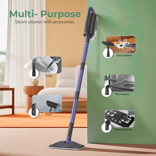 Image of 6-in-1 Steam Mop with Detachable Handheld Steamer Professional Steam Mop for Floor Cleaning, Sanitizing Steam Cleaner with Hot Vapor Technology Amethyst