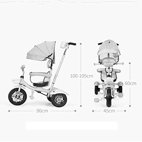 Tricycle Trike Kids Outdoor Tricycle, 1-6 Years Old Girls Boys 4 in 1 with Push Handle Tricycle, Kids' Sunshade Trike with Plated Push Rod, 4 Colors (Color: White) — 사진 3