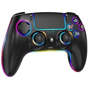 QIVORO Wireless Controller for PS-5/Pro/PC/Steam Deck/Mac/iOS/Android, Gamepad with Hall Effect Joystick, Dual Vibration, Turbo, Programmable Buttons (7 RGB Lighting, Touchpad, 1500mAh Battery)