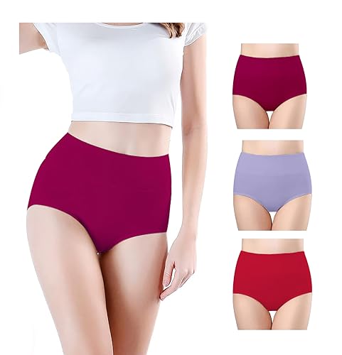 Image of Combo Women's High Waisted Cotton Hipster Panty Ladies Soft Panties l Women Cotton Hipster Panty l Women's Seamless High l Women Underwear - (Pack of 3)