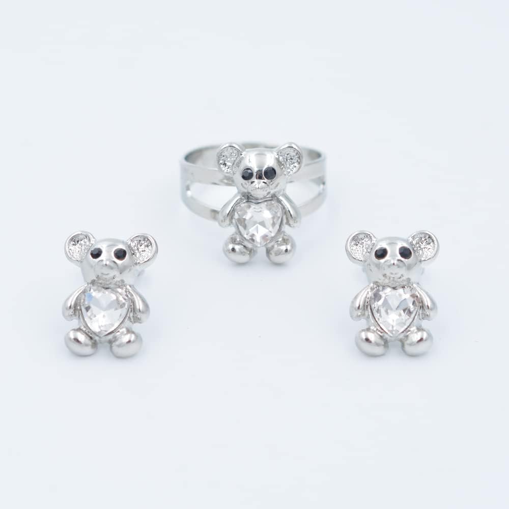 Giffor Jewelry 14K Gold Filled Cute Bear Necklaces Jewelry Set For Women Necklace Bracelets Fashion Earrings And Rings Sweetheart Gifts