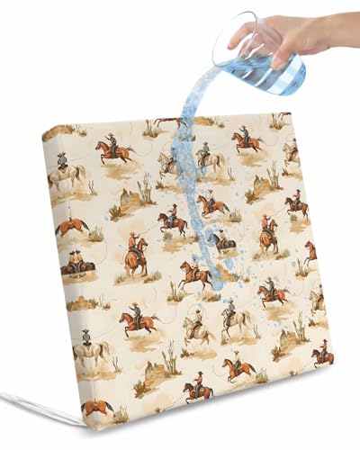 2 Pack Western Cowboy Waterproof Cushion Covers with Ties, Outdoor Patio Chaise Lounge Chair Seat Cushion Slip Covers Replacement(Only Cover) Vintage Country Horse Plants Art 22