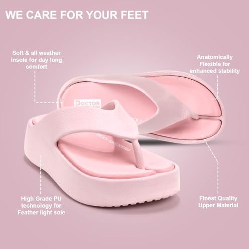 Image of DOCTOR HEALTH SUPER SOFT Women's Orthopedic Soft Platform Slippers | Ultra-Cushioned Shock Absorbing Footbed | Lightweight Anti-Skid Everyday Wear Comfort Flip Flops for All-Day Support