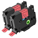 NineLeaf 2 Pack Compatible for Brother P-Touch 18mm TZe Red Tape TZ-441 TZ441 TZe-441 TZe441 0.7 inc