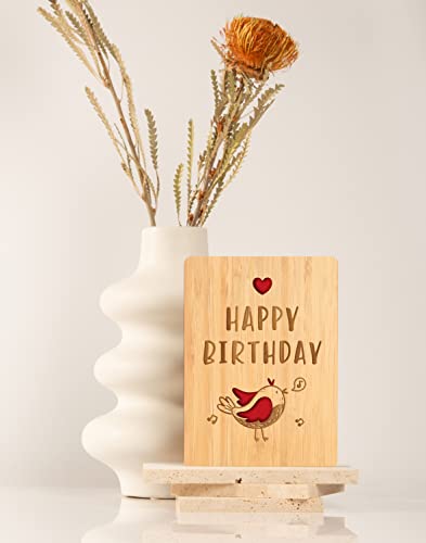 Happy Birthday Card With Envelope, Handmade Wooden Birthday Greeting Cards For Wife Husband Mom Dad Him Her Friends Kids Women Men #TOP2