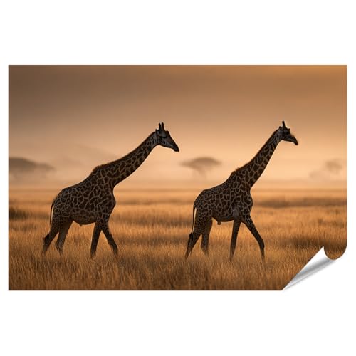 Poster mural salon grand format girafes savane islandburner